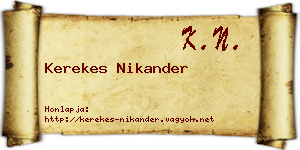 Kerekes Nikander névjegykártya
